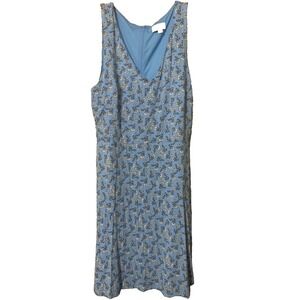 LOFT Outlet Blue Floral Sleeveless Midi Swing Dress Size 10 NWOT